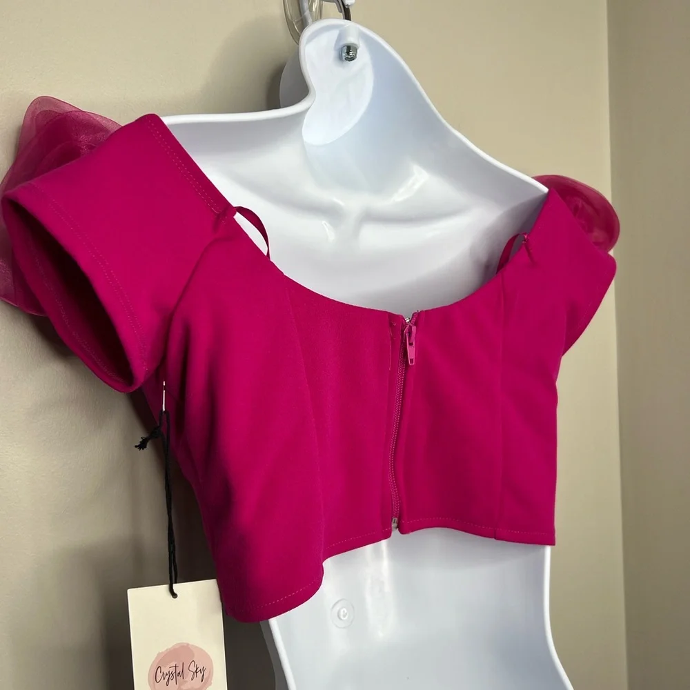 CRYSTAL SKY - NWT - pink, floral, crop top, tank, festival, top. Medium. New! - Picture 7 of 9